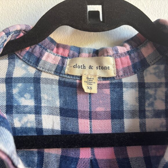 Anthro Cloth & Stone High-Low Plaid Flannel Shirt - XS - Picture 4 of 7